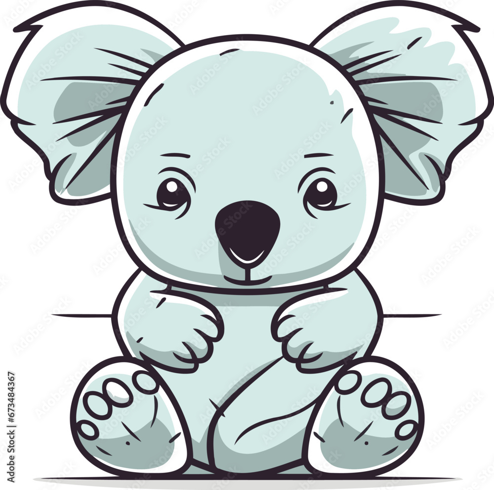 Cute cartoon koala. Vector illustration of a cute koala. Cute cartoon koala. Vector illustration of a cute koala.