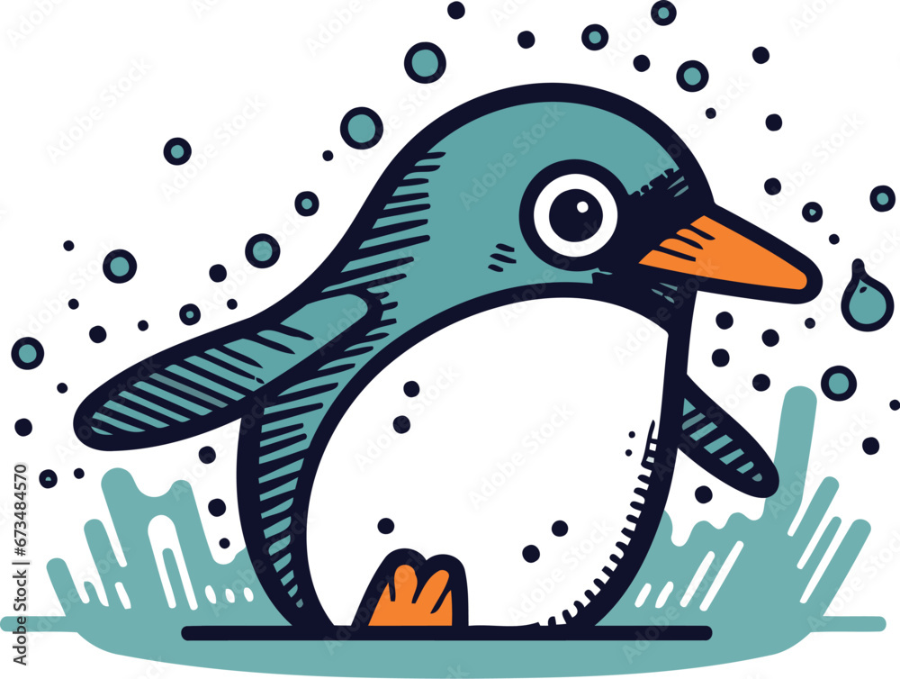 Cute penguin. Vector illustration in doodle style. Cute penguin. Vector illustration in doodle style.