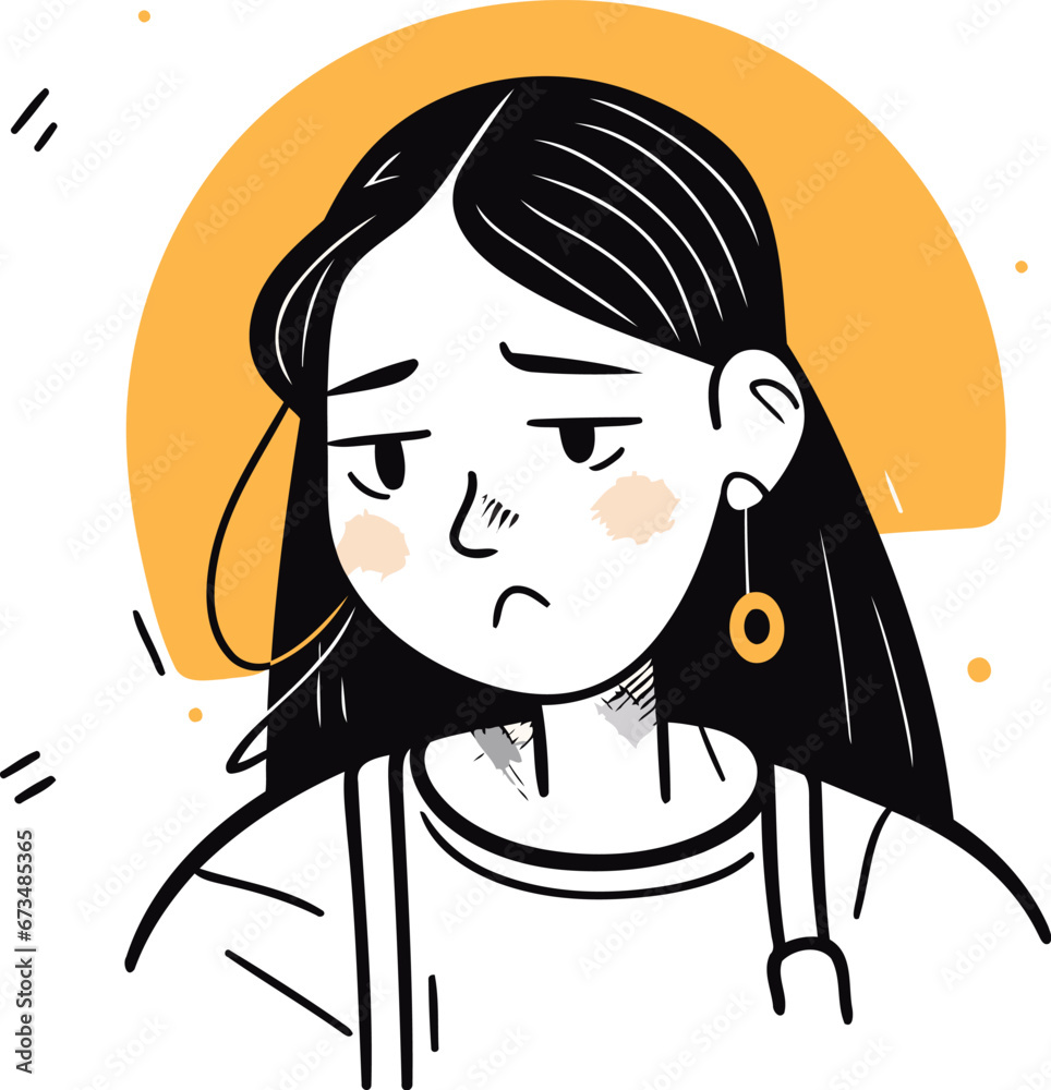 Illustration of a woman suffering from a headache. Vector illustration. Illustration of a woman suffering from a headache. Vector illustration.