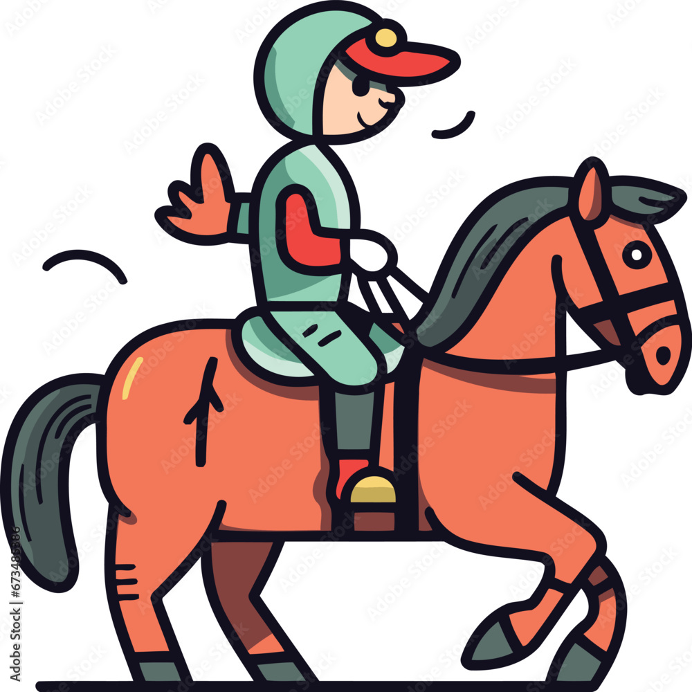 Naklejka premium Horse racing. jockey riding a horse. vector illustration.