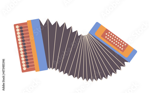 Bayan or accordion folk music instrument for ethnic orchestra cartoon isolated on white background