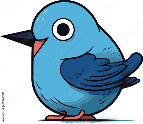 cute blue bird isolated on white background. cartoon vector illustration.