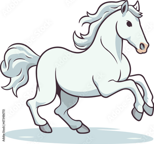 Running white horse isolated on white background. Vector illustration. Eps 10.