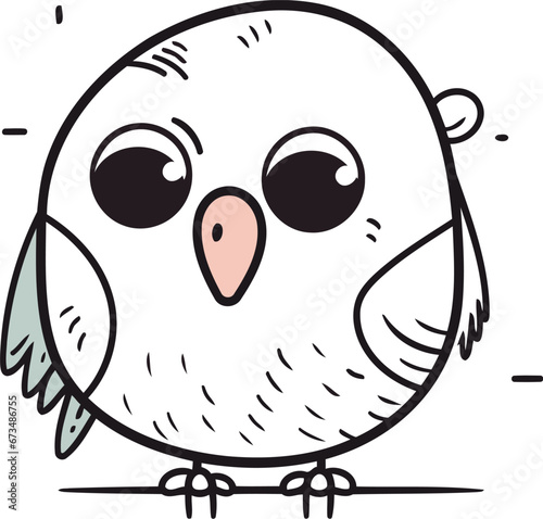 cute little owl doodle vector illustration hand drawn sketch style photo