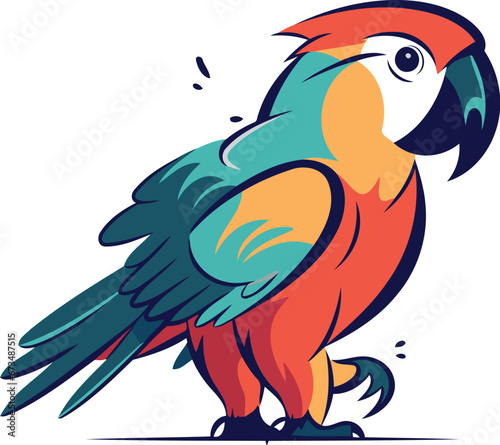 Colorful parrot isolated on white background. Vector illustration for your design