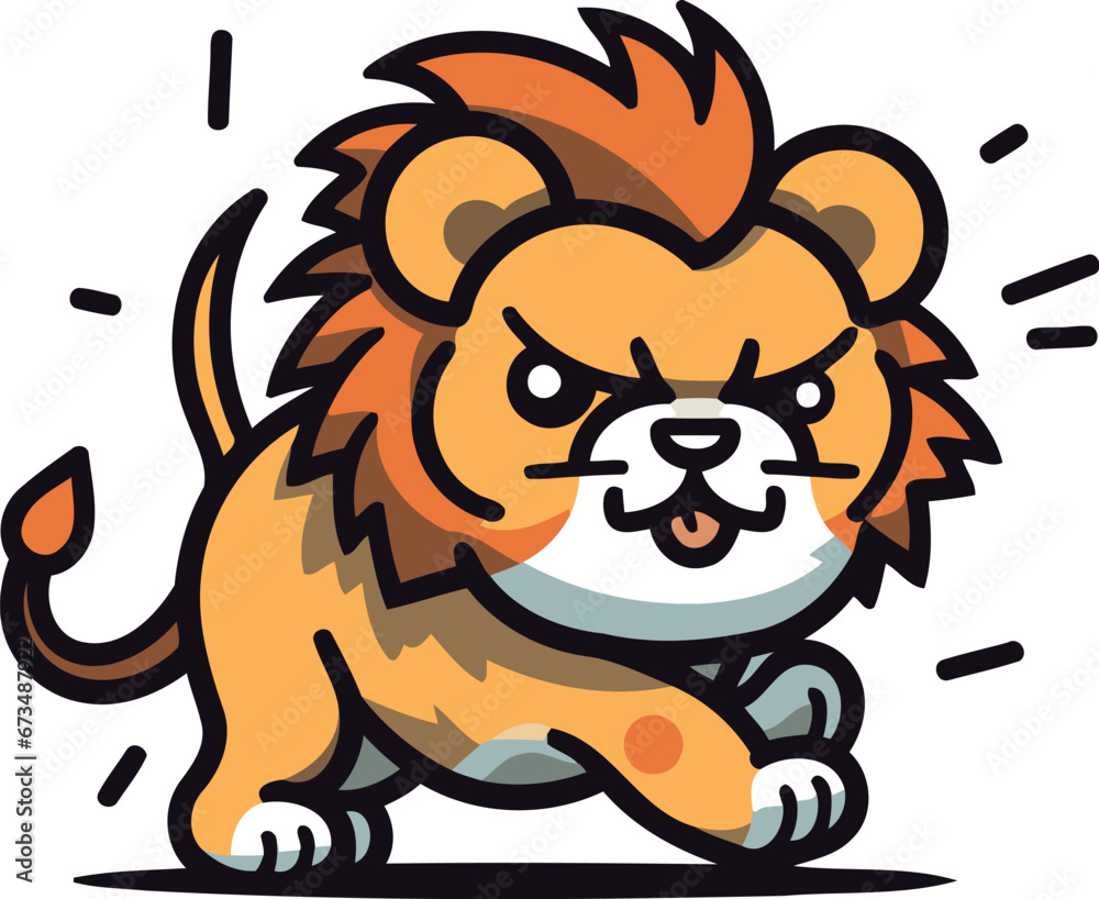 Cute cartoon lion. Vector illustration. Isolated on white background. Cute cartoon lion. Vector illustration. Isolated on white background.