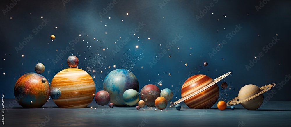 Fototapeta premium The concept of a playful universe allows for the imagination to soar envisioning planets traveling through space in a dreamlike manner