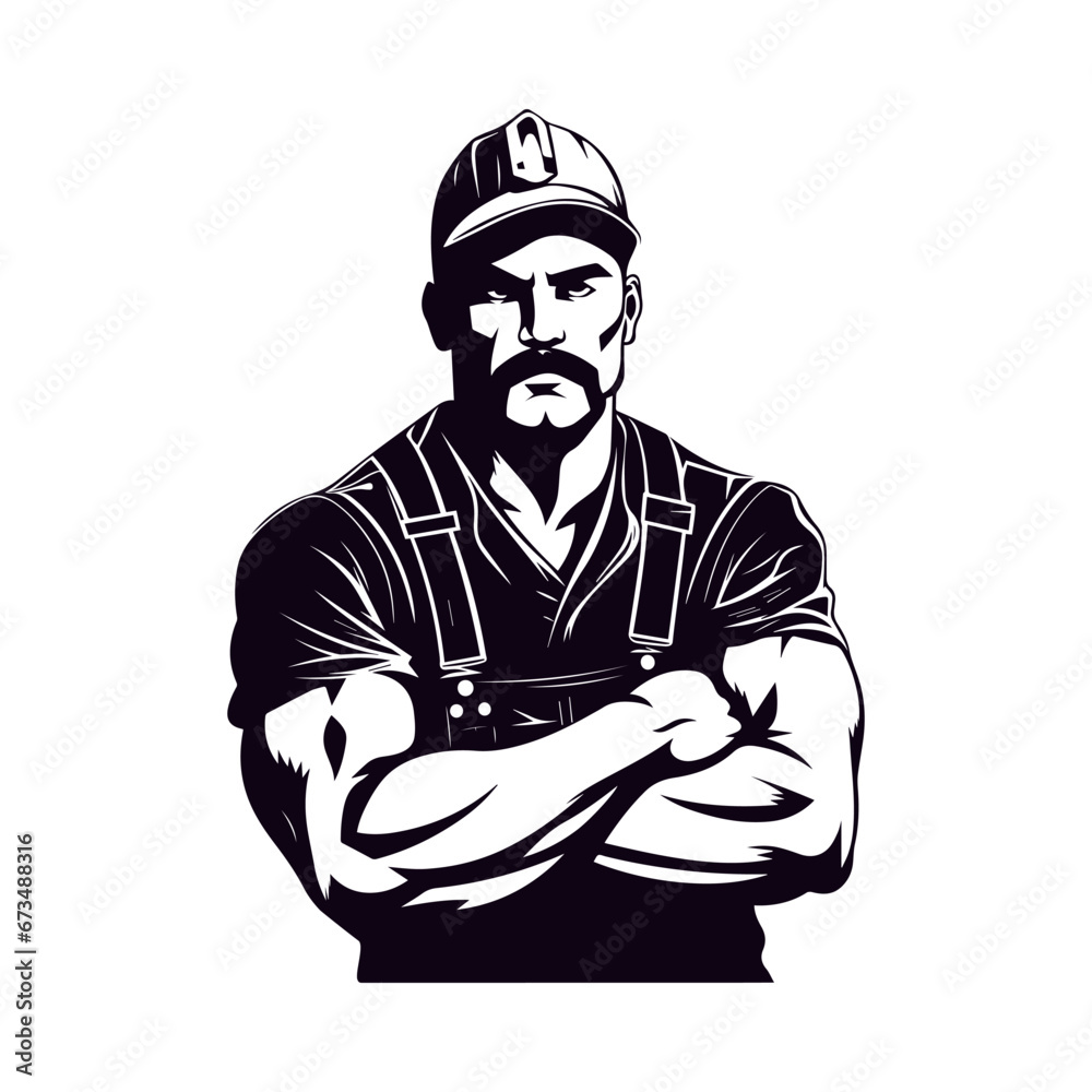 Construction worker in uniform. Logo style clipart. Simple art builder portrait. Minimalistic worker logo. Transparent PNG. Vector illustration isolated on white Construction worker in uniform. Logo style clipart. Simple art builder portrait. Minimalistic worker logo. Transparent PNG. Vector illustration isolated on white
