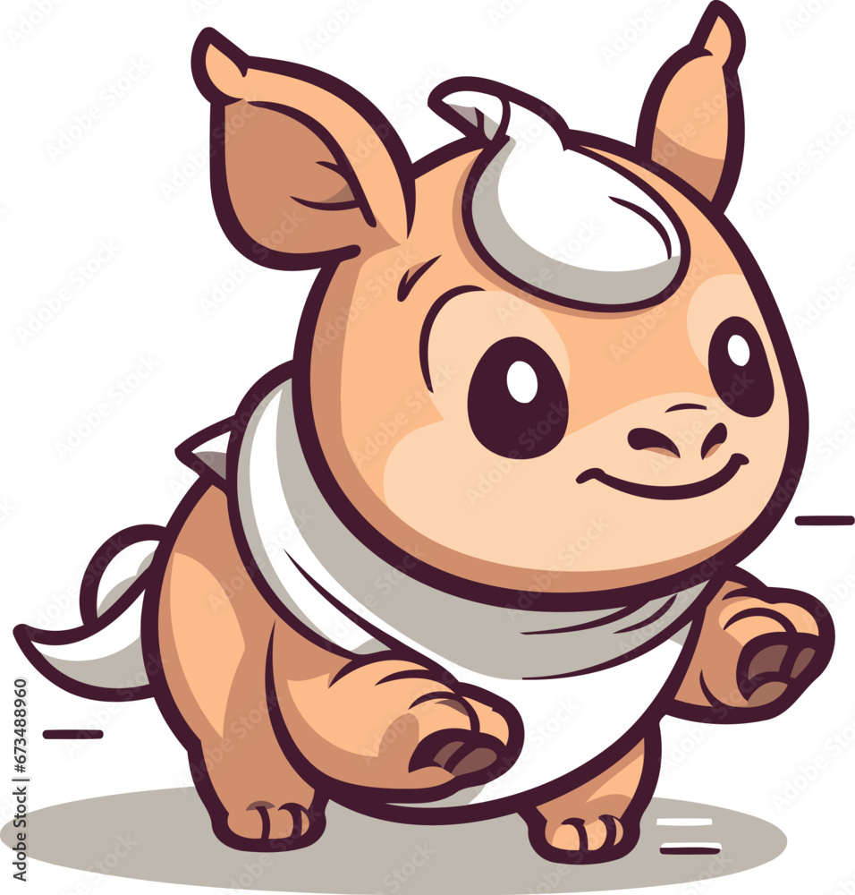 Cute cartoon bull with bandage on his head. Vector illustration. Cute cartoon bull with bandage on his head. Vector illustration.