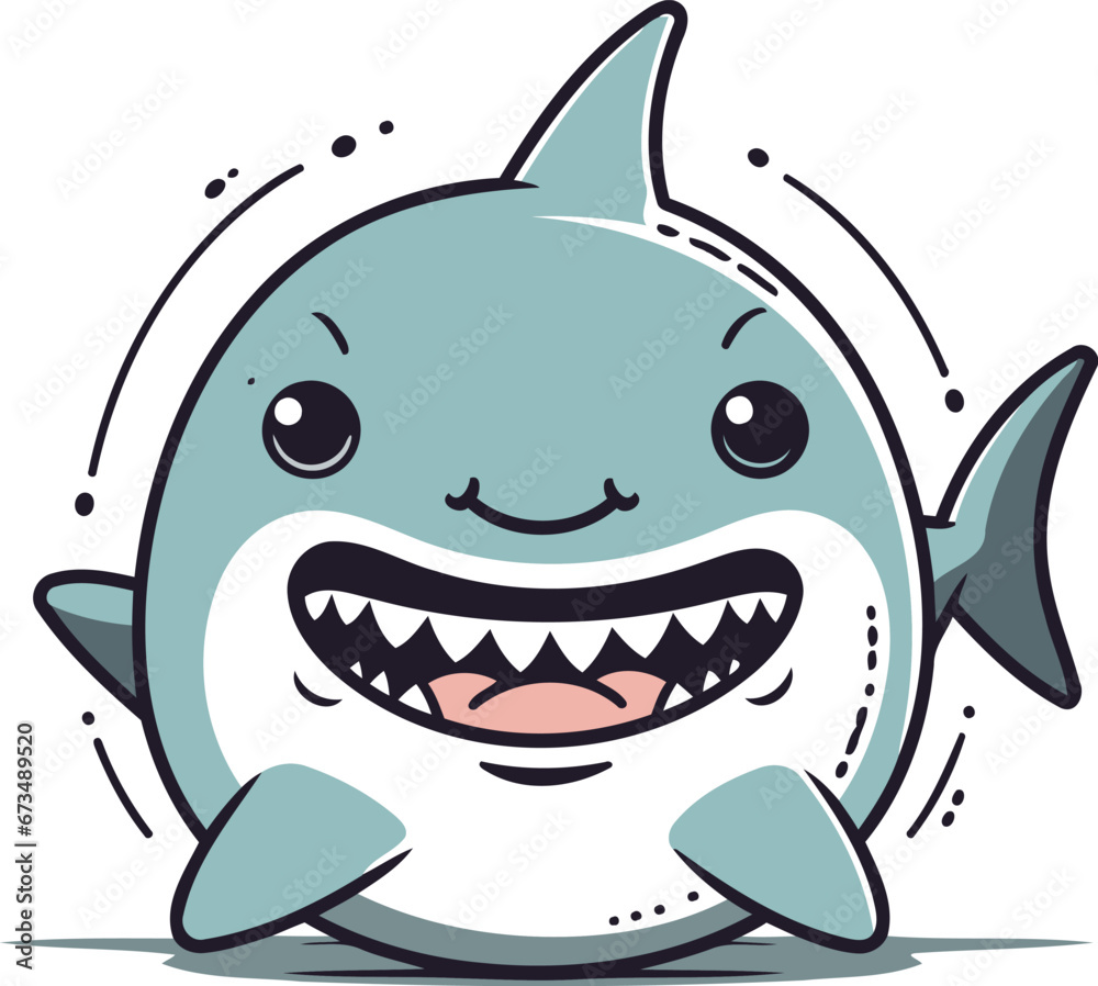 Cute cartoon shark. Vector illustration of a cute cartoon shark. Cute cartoon shark. Vector illustration of a cute cartoon shark.