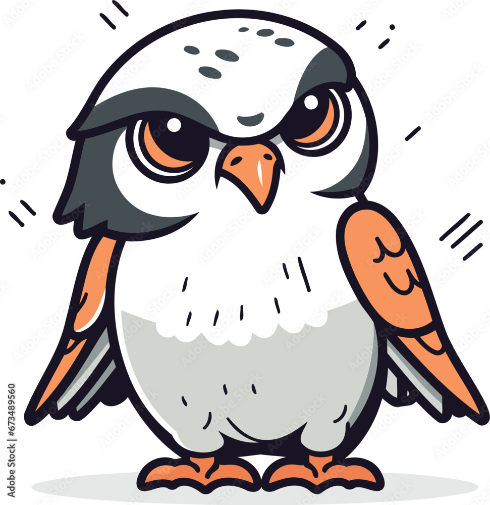 Vector illustration of cute owl. Isolated on a white background.