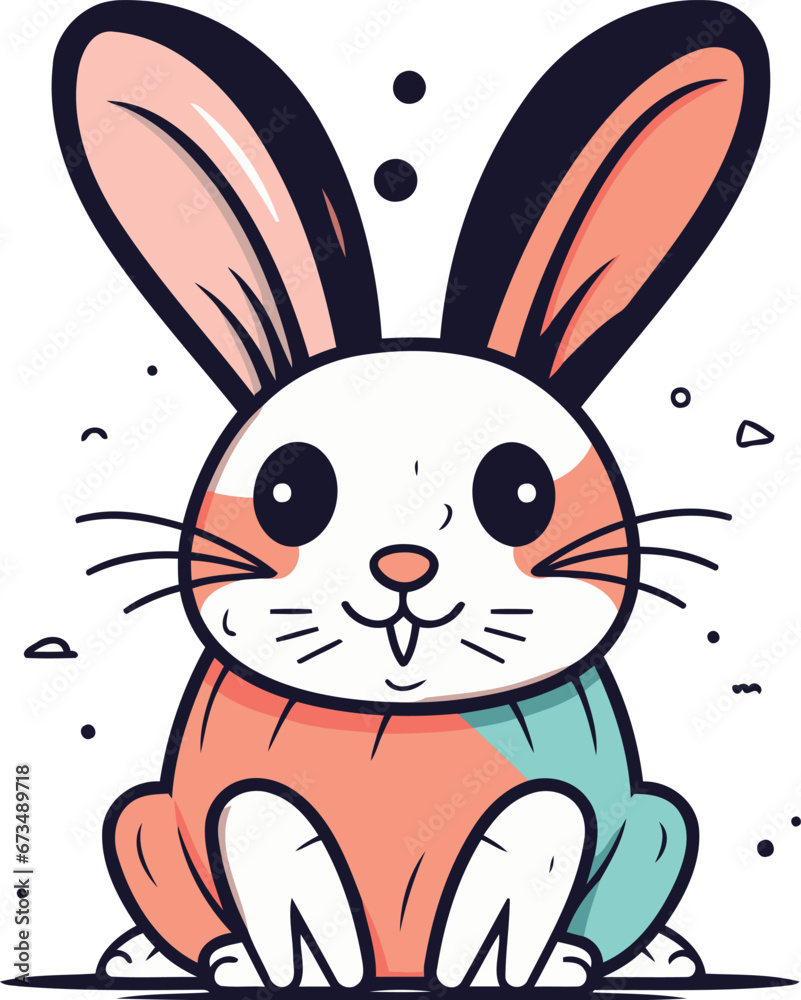 Cute cartoon bunny. Vector illustration for your design. Happy easter.