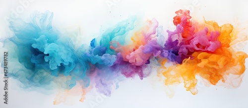 Colorful watercolor painting in an abstract style set against a white backdrop