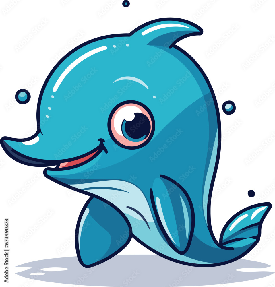 Cute cartoon dolphin isolated on a white background. Vector illustration. Cute cartoon dolphin isolated on a white background. Vector illustration.