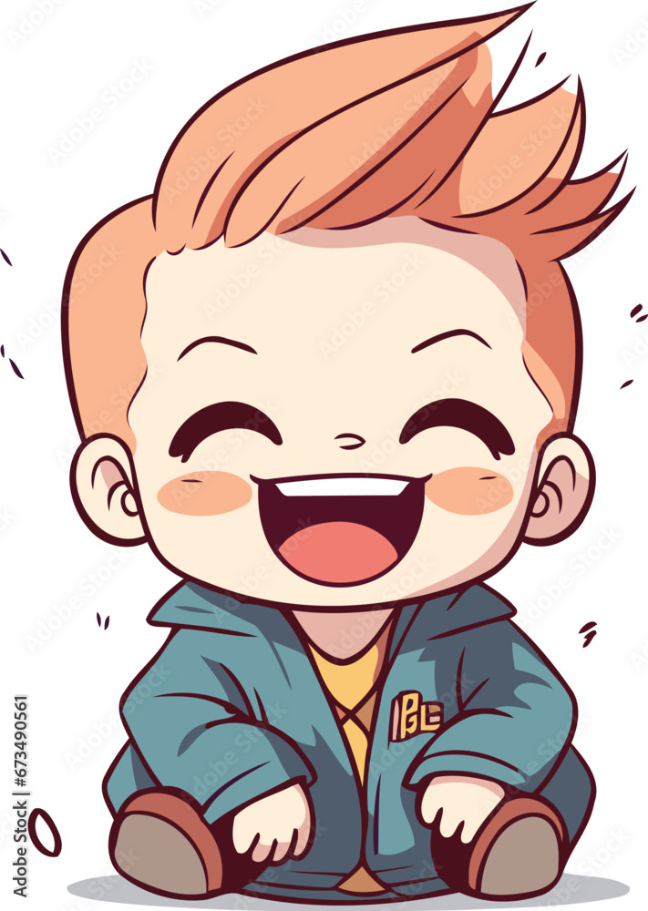 Cute little boy laughing. Vector illustration isolated on white background. Cute little boy laughing. Vector illustration isolated on white background.