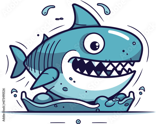 Cartoon shark. Vector illustration of a cartoon shark with big teeth.