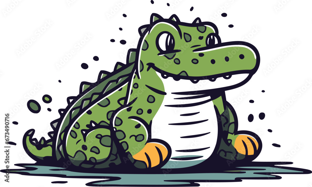 Crocodile vector illustration. Cute cartoon crocodile.