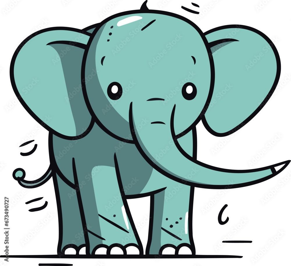 Vector illustration of cute cartoon elephant. Isolated on white background. Vector illustration of cute cartoon elephant. Isolated on white background.
