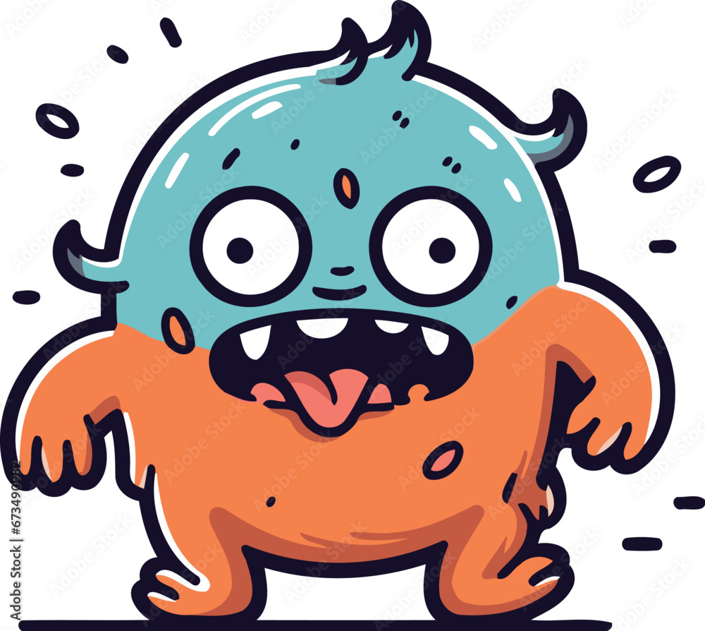 Funny cartoon monster. Vector illustration isolated on a white background. Funny cartoon monster. Vector illustration isolated on a white background.