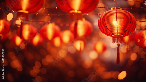 Red lantern at night. Chinese New Year Festival background for greeting cards