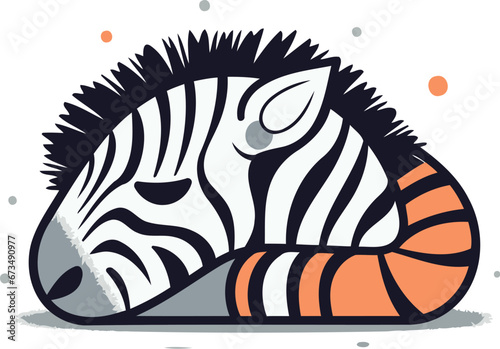 Cute zebra. Vector illustration. Isolated on white background.