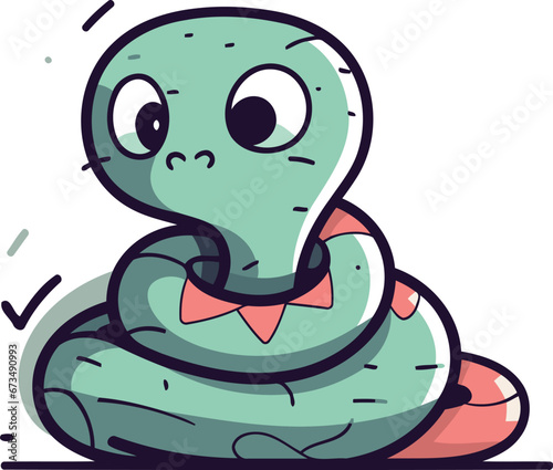 Cute cartoon snake. Vector illustration isolated on a white background.