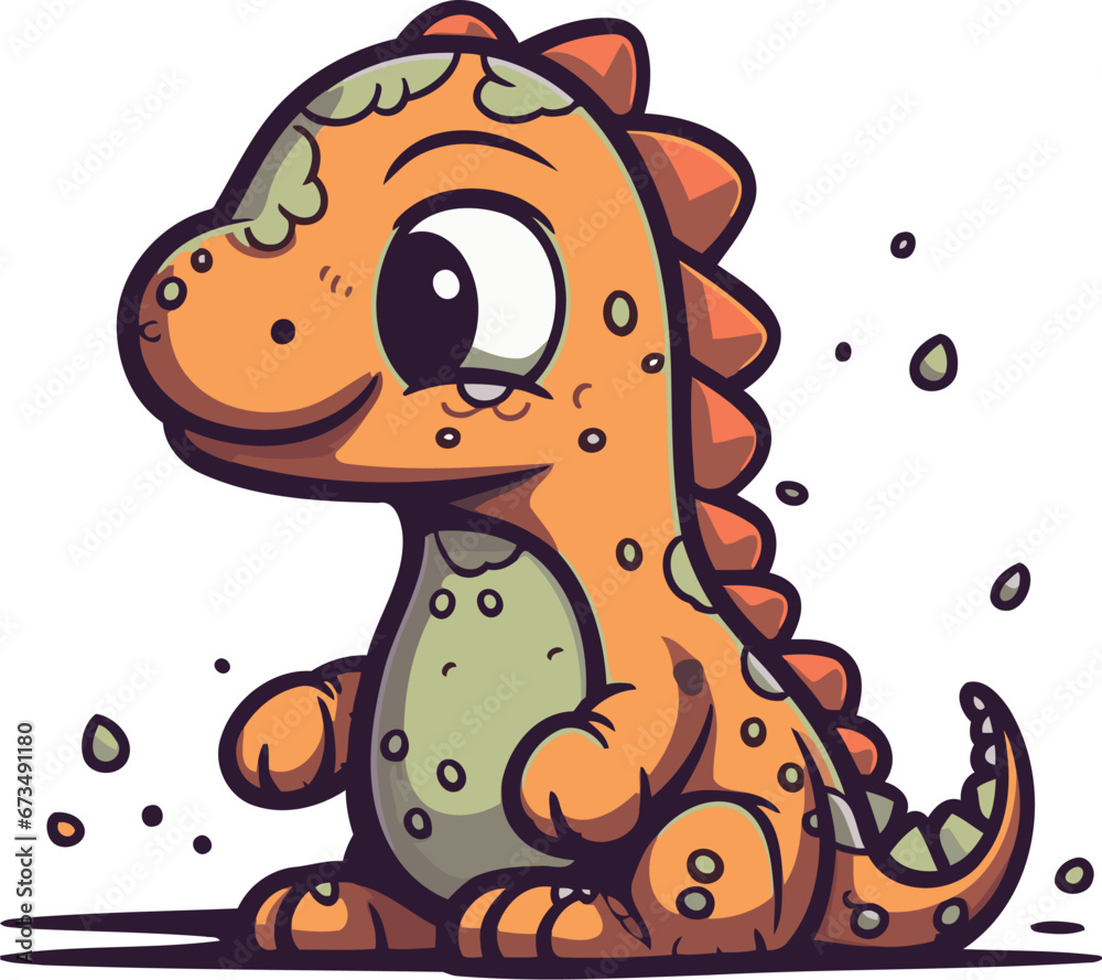 Fototapeta premium Cute cartoon dinosaur. Vector illustration isolated on a white background.