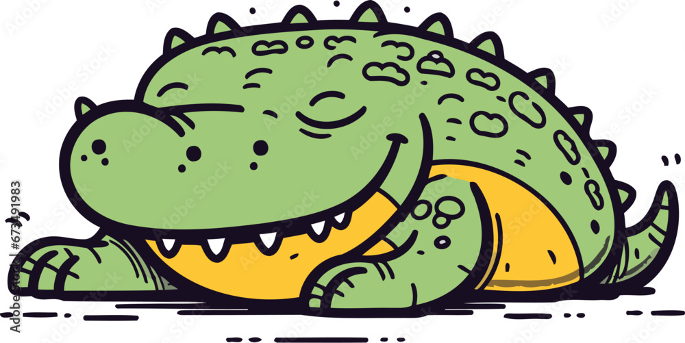 Naklejka premium Crocodile. Cute cartoon character. Vector illustration.