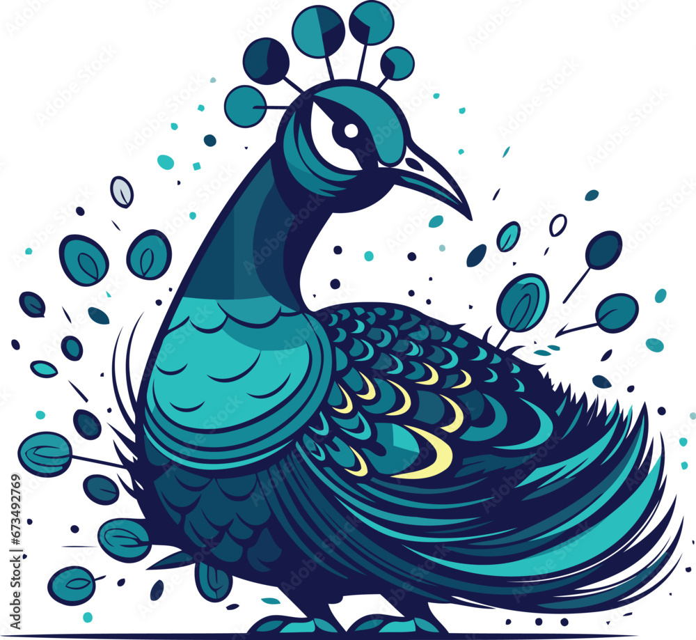 Obraz premium Peacock. Isolated vector illustration on a white background.
