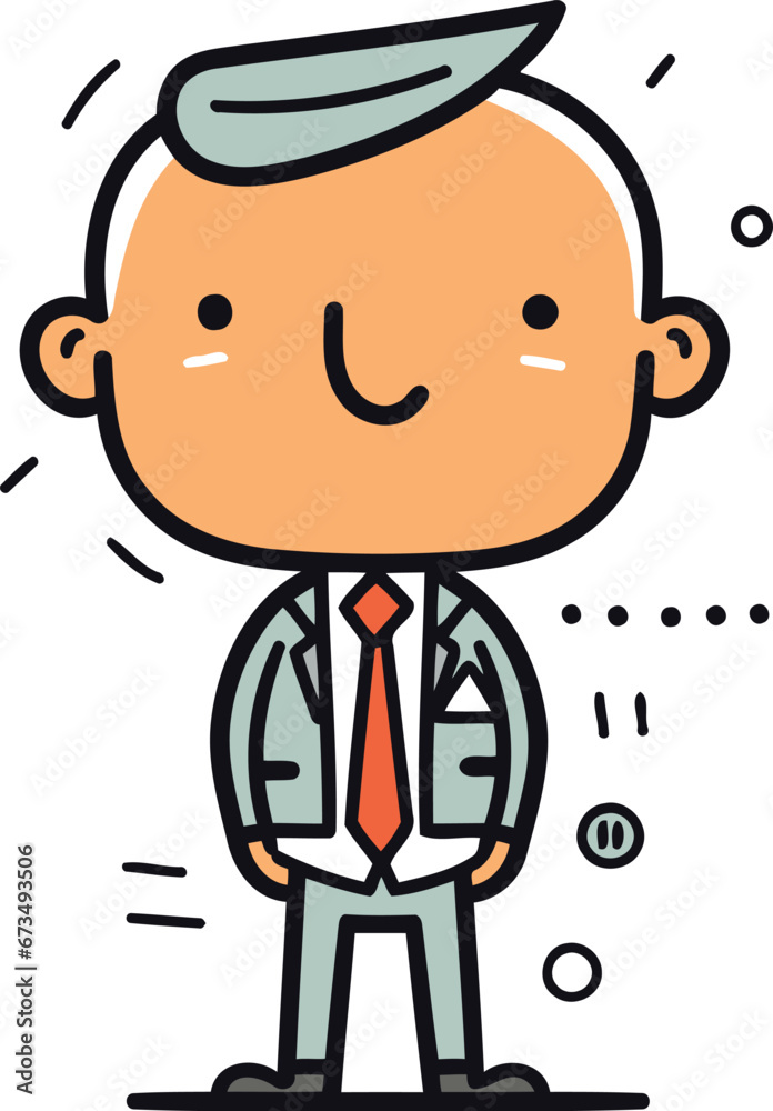 Vector illustration of a man in suit. Cartoon style. Flat design.