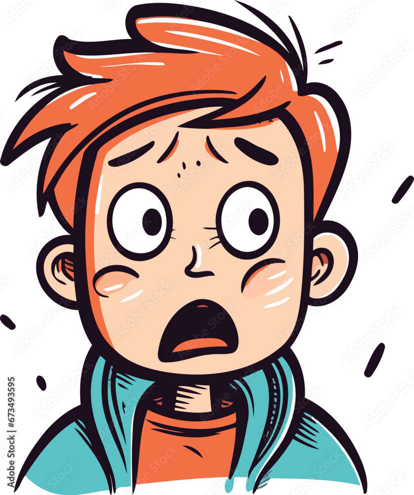 Illustration of a boy with a surprised expression on his face.