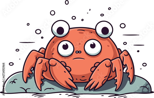 Cute cartoon crab. Vector illustration isolated on a white background.