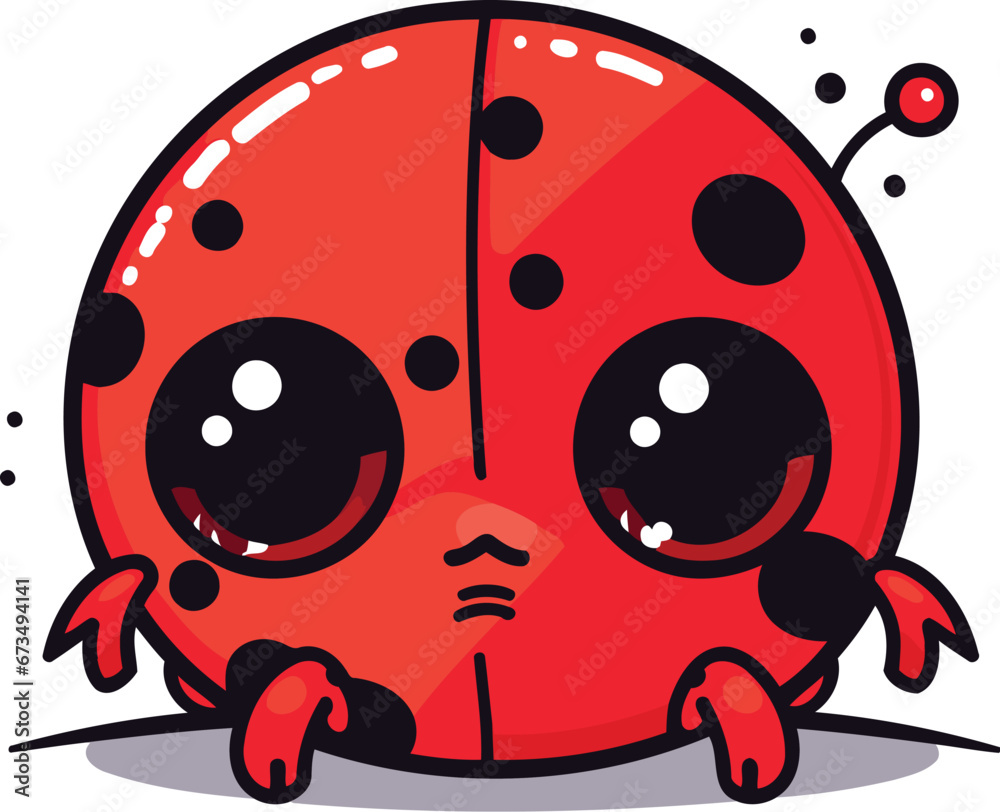 Fototapeta premium Cute cartoon ladybug. Vector illustration of a ladybug.