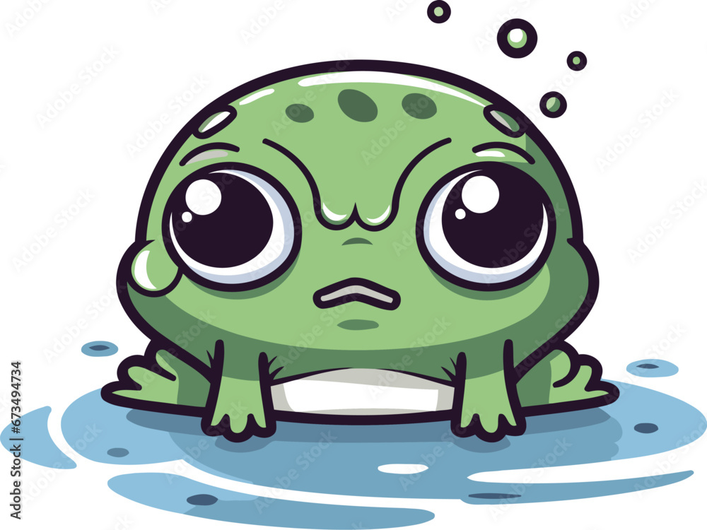 Fototapeta premium Cute cartoon frog. Vector illustration. Isolated on white background.