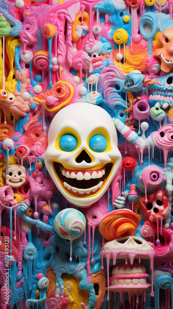 Toy Plastic Creepy Monster Face with Big Teeth Scary Pink Toy Plastic Creepy Monster Face with Big Teeth Scary Pink