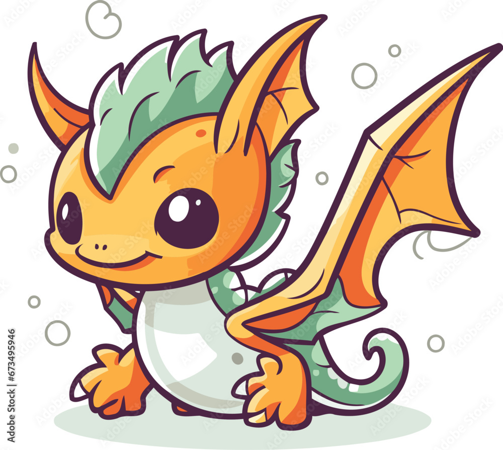 Cute cartoon dragon. Vector illustration isolated on a white background. Cute cartoon dragon. Vector illustration isolated on a white background.