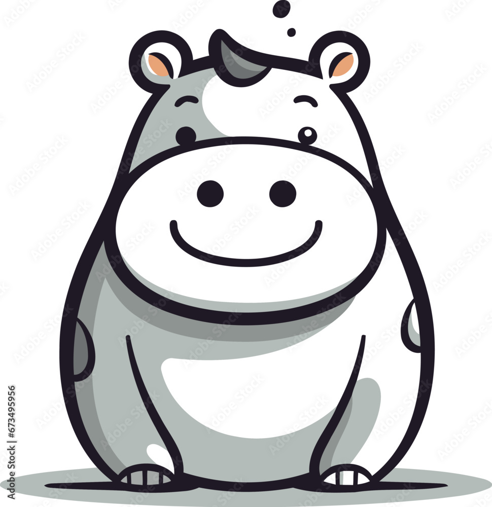 Naklejka premium Cartoon hippo. Vector illustration isolated on a white background.