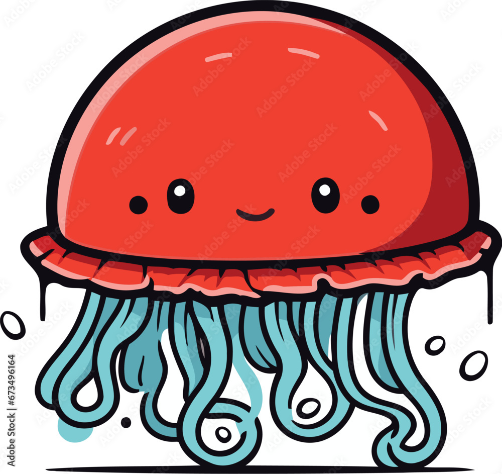 Cute cartoon jellyfish character. Vector illustration isolated on white background. Cute cartoon jellyfish character. Vector illustration isolated on white background.