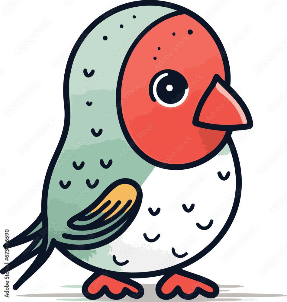 Cute cartoon bird on a white background. Vector illustration. Doodle. Cute cartoon bird on a white background. Vector illustration. Doodle.