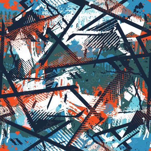 Urban seamless pattern. modern fashion design. Grunge texture with dry brush strokes for plaid, cloth, shirt. Vector seamless camo pattern. Geometric grunge background