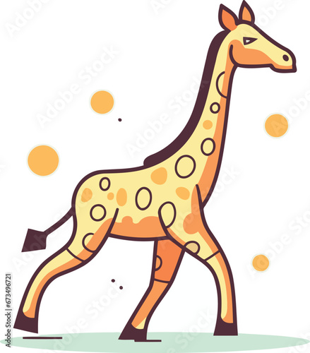 Cute cartoon giraffe. Vector illustration of a wild animal.