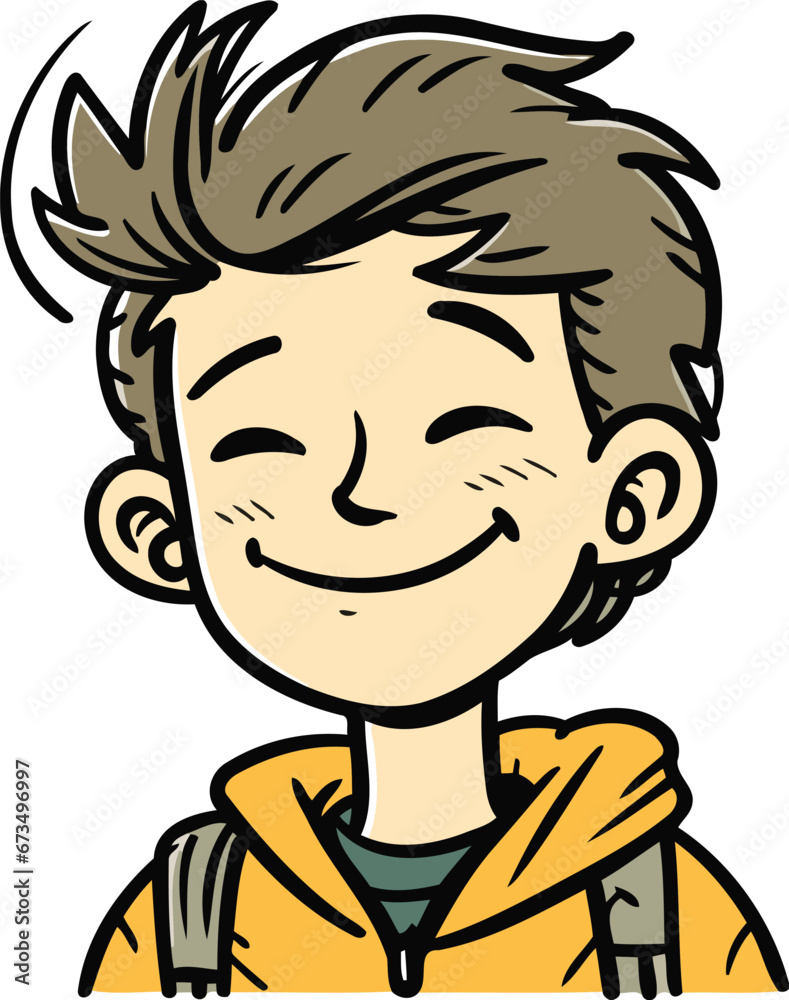 Illustration of a boy with a smile on his face. vector illustration Illustration of a boy with a smile on his face. vector illustration