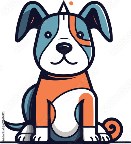 Cute cartoon dog. Vector illustration. Isolated on white background.