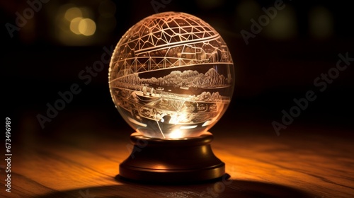 Laser engraved crystal ball with bright lighting