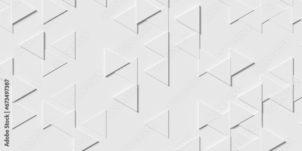 Sparsely filled array or grid of offset triangles geometrical background wallpaper banner template pattern flat lay top view from above - obrazy, fototapety, plakaty 