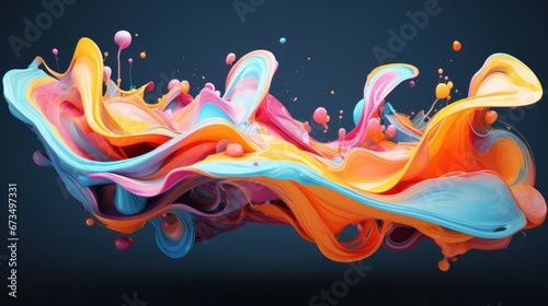 3D image of 3D shapes floating fluid free forms colorful