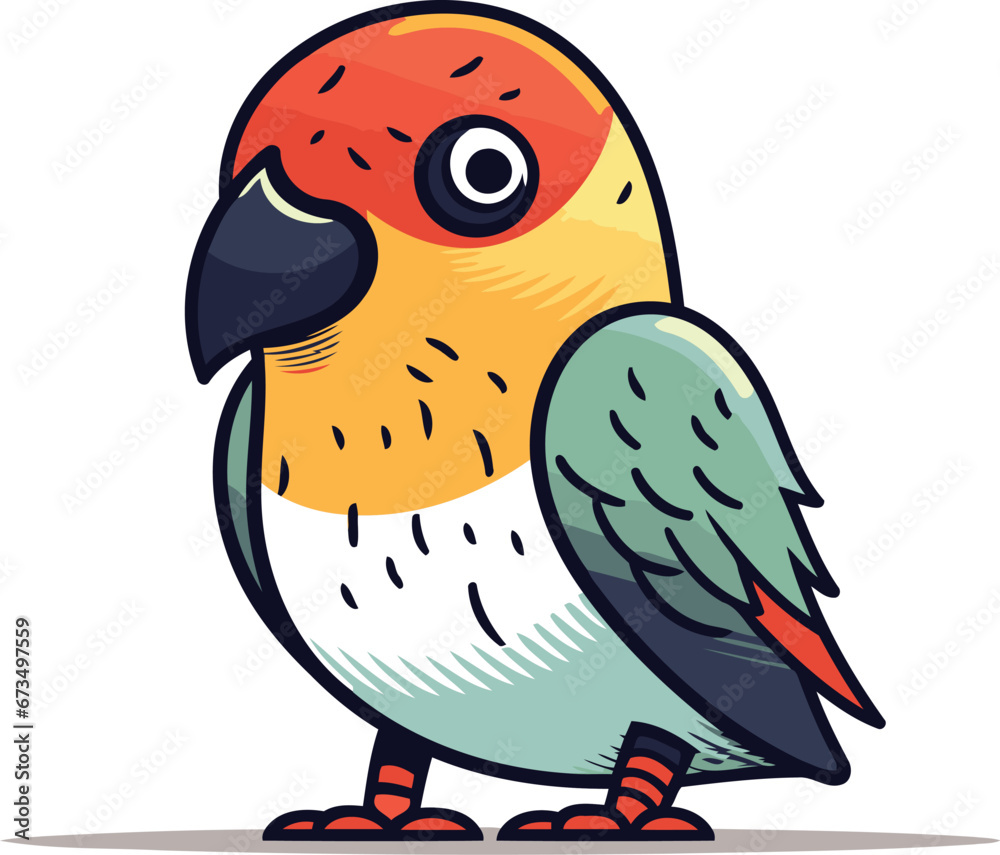Parrot vector illustration. Isolated parrot on white background.