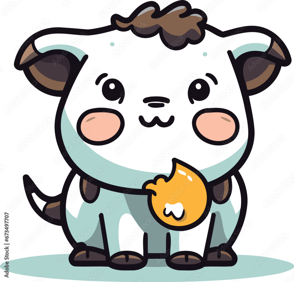 Cute cartoon cow with egg. Vector illustration of farm animal. Cute cartoon cow with egg. Vector illustration of farm animal.