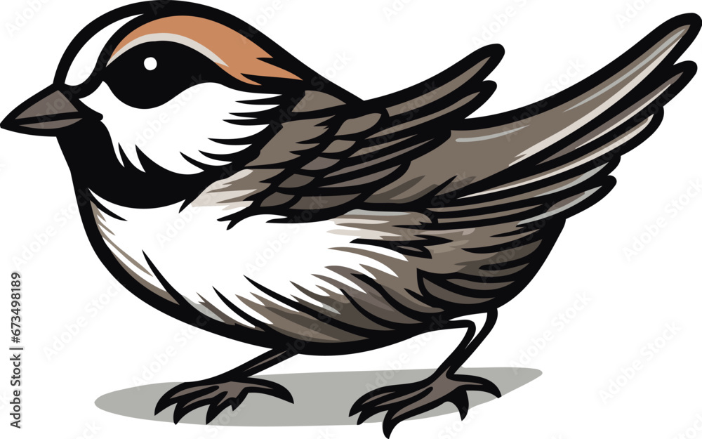 Fototapeta premium Illustration of a sparrow bird isolated on a white background.
