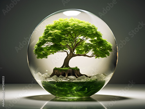 Glass ball with a tree inside of it